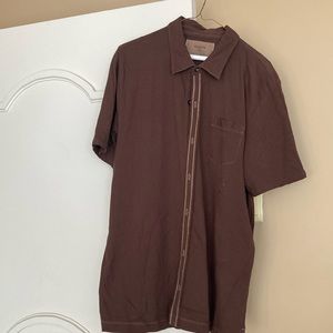Vintage Alfani 100% cotton brown shirt